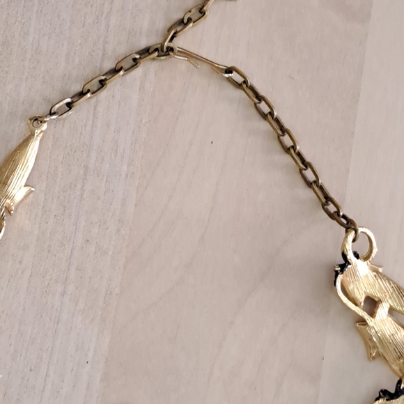 Mode ART Signed Vintage Gold Black Oak Leaf Collar/ Choker Necklace - Picture 8 of 13